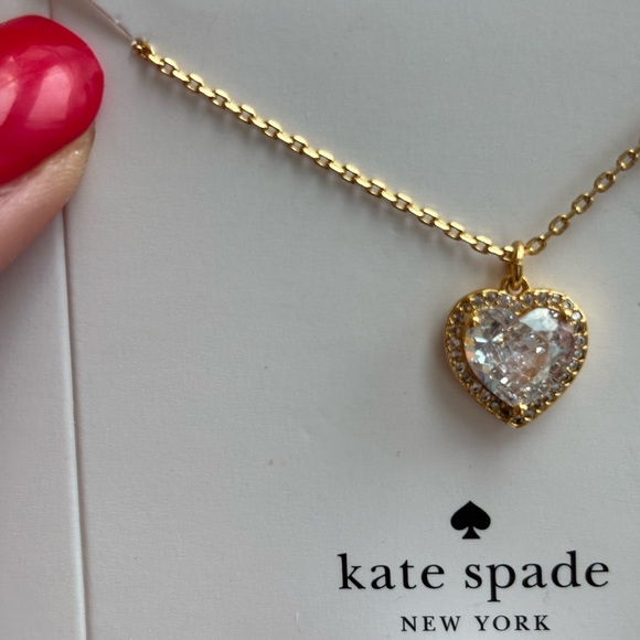 Kate Spade My Love Pavé Heart Pendant Necklace Gold Brand New KA675 - Picture 7 of 8